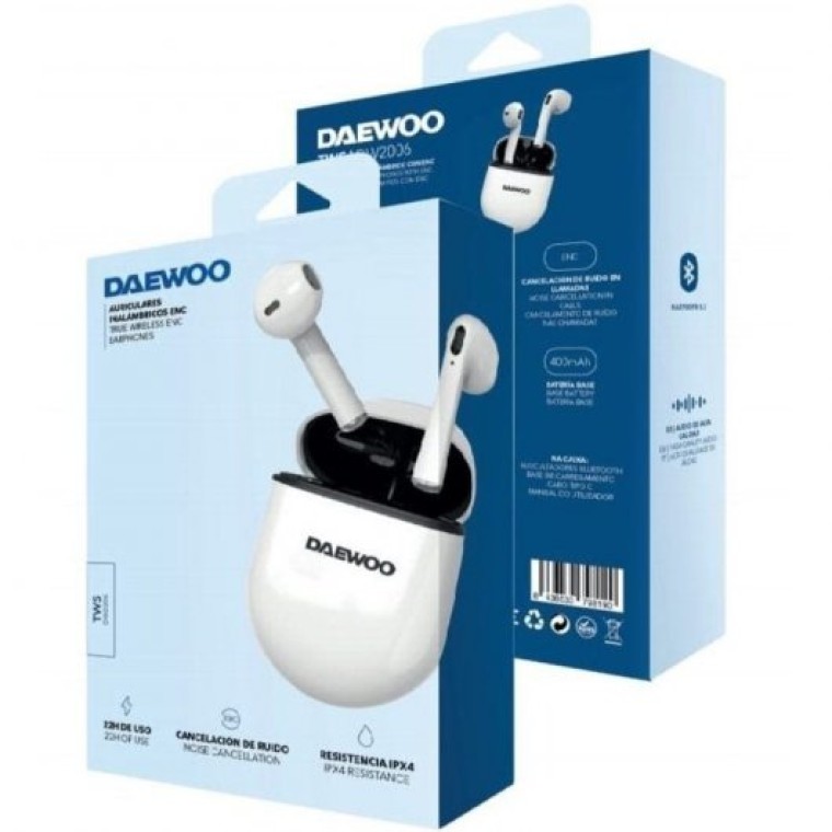 Daewoo TWS DW2006 Auriculares Inalámbricos con Estuche de Carga en Blanco