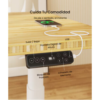 Mesa Trabajo Elevable Oficina con Patas Ovaladas (E8)
