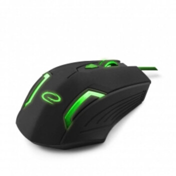 Ratón Esperanza MX205 Fighter USB 2400DPI Negro Verde Iluminación Ergonomía