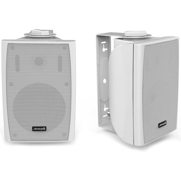 Audibax Elipse 4 Pareja de Altavoces HiFi con Soporte de Pared 2 Vías 20W Blancos