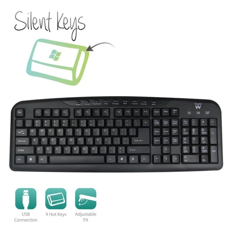 Ewent EW3125 Teclado Multimedia USB Negro