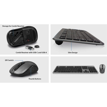 Ewent EW3272 Combo Teclado Inalámbrico + Ratón Gris/Negro Ewent EW3272 Combo Teclado Inalámbrico + Ratón Gris/Negro