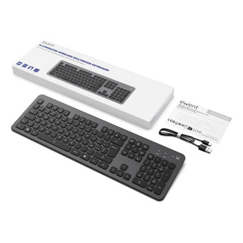 Teclado Ewent EW3296 Inalámbrico Bluetooth Completo Retroiluminado Bajo Perfil Negro/Gris Teclado Ewent EW3296 Inalámbrico Bluetooth Completo Retroiluminado Bajo Perfil Negro/Gris