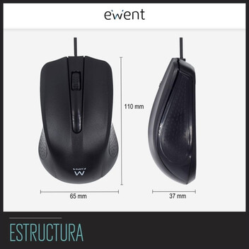 Ewent Ew3300 Ratón Óptico USB 1000 DPI Negro Ewent Ew3300 Ratón Óptico USB 1000 DPI Negro