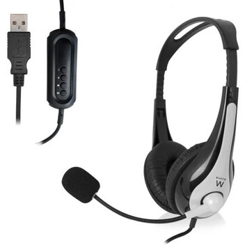 Ewent EW3565 Auriculares con Micrófono USB Blanco/Negro Ewent EW3565 Auriculares con Micrófono USB Blanco/Negro
