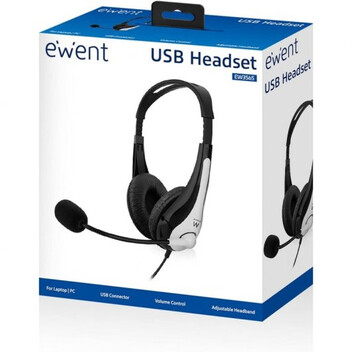Ewent EW3565 Auriculares con Micrófono USB Blanco/Negro Ewent EW3565 Auriculares con Micrófono USB Blanco/Negro