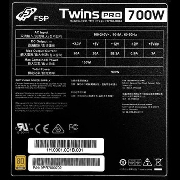 FSP Twins PRO Fuente de Alimentación Redundante 700W 80 Plus Gold FSP Twins PRO Fuente de Alimentación Redundante 700W 80 Plus Gold