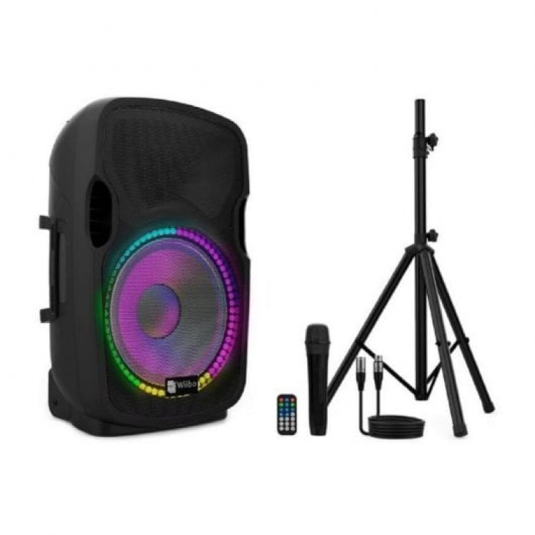 Wiibo Festa 12BT Altavoz Activo Bluetooth 200W + Soporte + Cable + Micrófono