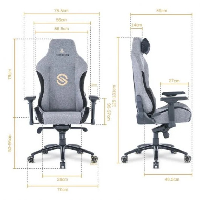 Forgeon Spica Fabric Silla Gaming Tela Transpirable Gris