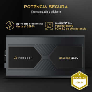 Fuente Alimentación Forgeon Reactor 1200W Cybenetics Gold ATX 3.1 PCIe 5.1 Full Modular Fuente de Al