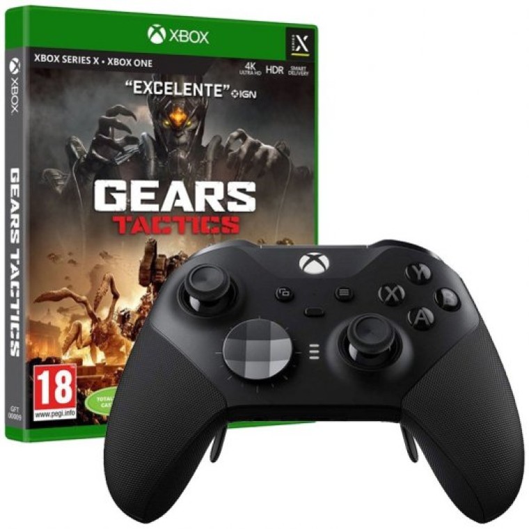 Microsoft Pack Elite Serie 2 Mando Wireless Negro para Xbox One/PC + Gears Tactics Xbox Series X/One