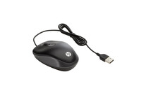 Ratón HP con cable USB tipo A 1000 DPI compacto ambidiestro negro