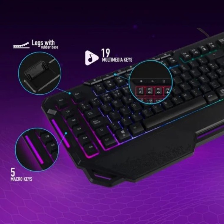 NGS GKX-450 Teclado Gaming de Membrana con Luces RGB