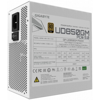 Fuente Alimentación Gigabyte UD850GM PG5 850W 80 Plus Gold Full Modular Blanca