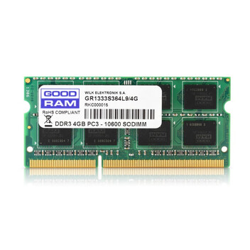 GoodRam SODIMM DDR3 1333MHz PC3-10600 4GB CL9 GoodRam SODIMM DDR3 1333MHz PC3-10600 4GB CL9
