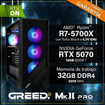 Ordenador Sobremesa GREED MK2 Pro AMD Ryzen 7 5700X 32GB 1TB SSD RTX 5070 Windows 11 Pro Ordenador Sobremesa GREED MK2 Pro AMD Ryzen 7 5700X 32GB 1TB SSD RTX 5070 Windows 11 Pro