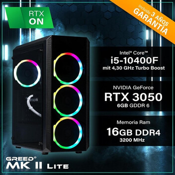 Ordenador Sobremesa GREED MK2 Lite i5-10400F 16GB 512GB SSD RTX 3050 Windows 11 Pro