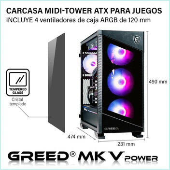 Ordenador Sobremesa GREED MK5 Power Ryzen 5 9600X 32GB 1TB SSD RTX 5070 Ti Windows 11 Pro Ordenador Sobremesa GREED MK5 Power Ryzen 5 9600X 32GB 1TB SSD RTX 5070 Ti Windows 11 Pro