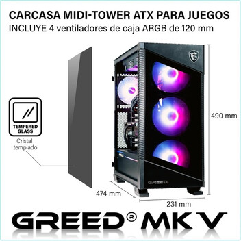 Ordenador Sobremesa GREED MK5 Ryzen 5 9600X 32GB 1TB SSD RTX 5070 Windows 11 Pro