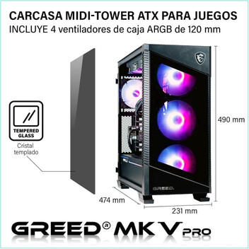 Ordenador Sobremesa GREED MK5 Pro i7-13700F 32GB 1TB SSD RTX 5080 Windows 11 Pro Ordenador Sobremesa GREED MK5 Pro i7-13700F 32GB 1TB SSD RTX 5080 Windows 11 Pro