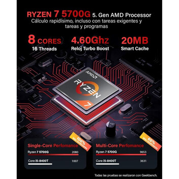 Ordenador Sobremesa PC Sobremesa GREED Ultra V2 Ryzen 7 5700G 32GB 1TB SSD 1TB HDD WiFi 6 Windows 11