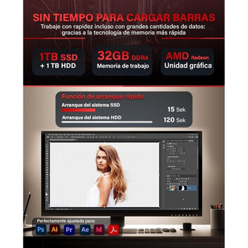 Ordenador Sobremesa PC Sobremesa GREED Ultra V2 Ryzen 7 5700G 32GB 1TB SSD 1TB HDD WiFi 6 Windows 11