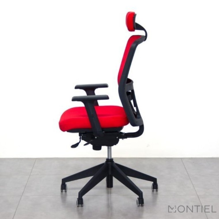 Silla Ergonómica Tapizada JM de Kunna Cabezal Rojo