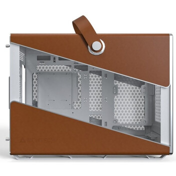Torre PC Caja Montech Heritage (W) Mini Torre Blanco/Marrón, Ventana, Correa Cuero, USB-C 3.2, ATX/S