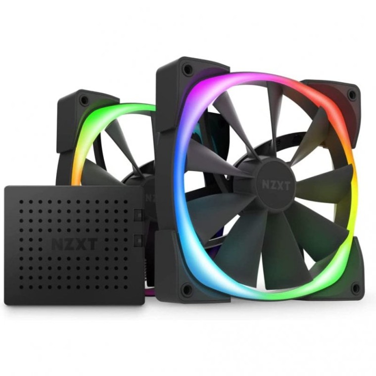 NZXT AER RGB 2 Ventiladores Dobles LED PWM 140mm Negro con Controlador de Iluminación