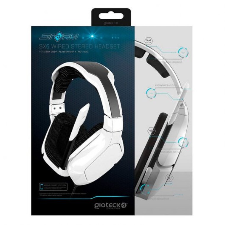 Gioteck SX6 Storm Auriculares Gaming Multiplataforma Blanco