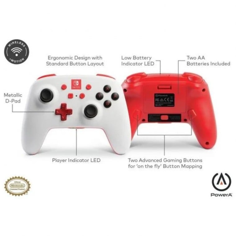 PowerA Mando Inalámbrico Pro Nintendo Switch Blanco/Rojo