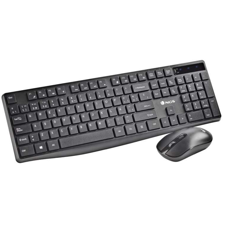 NGS Hype Kit Teclado Qwerty Español + Ratón Inalámbricos Multidispositivo Negro