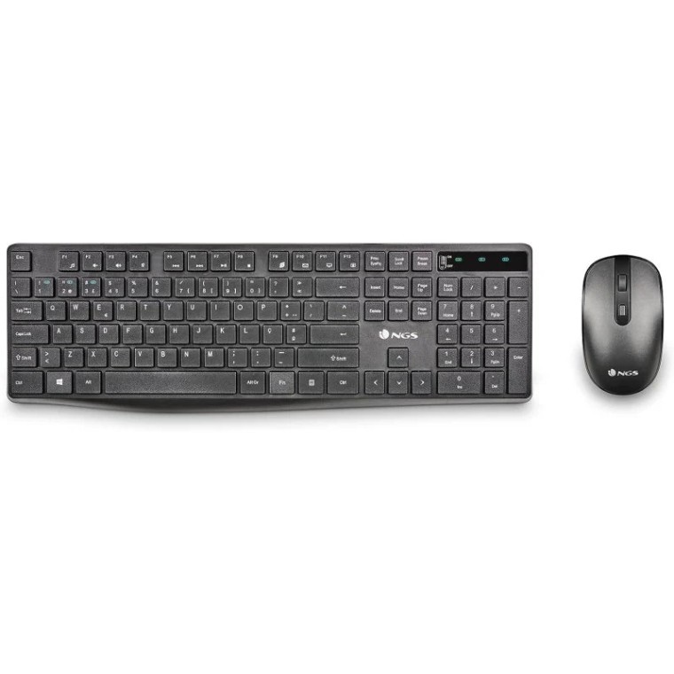 NGS Hype Kit Teclado Qwerty Portugués + Ratón Inalámbricos Multidispositivo Negro