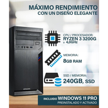 Ordenador Sobremesa PC Sobremesa Hyper Byte Basic Office PC AMD Ryzen 3 3200G 8GB 240GB SSD Windows Ordenador Sobremesa PC Sobremesa Hyper Byte Basic Office PC AMD Ryzen 3 3200G 8GB 240GB SSD Windows