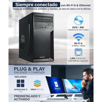 Ordenador Sobremesa PC Sobremesa Hyper Byte Multimedia AMD Ryzen 3 3200G 16GB 1TB SSD Windows 11 Pro