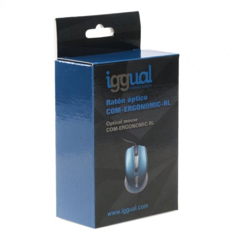 Iggual Com-Ergonomic-RL Ratón Óptico 800DPI Azul