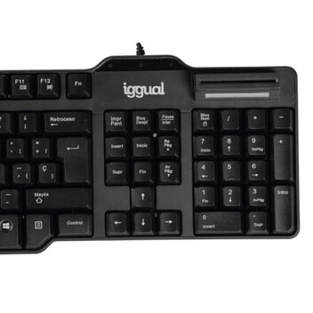 Teclado iggual CK-ID-DNI SMART Negro QWERTY 105 teclas USB lector inteligente