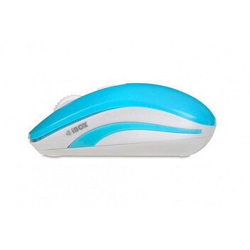 Ratón iBox LORIINI Inalámbrico RF 1600 DPI Azul-Blanco ambidiestro ruedas verticales