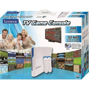 Lexibook Consola de Videojegos con 200 Juegos y 2 Mandos Inalámbricos Blanca/Azul Lexibook Consola de Videojegos con 200 Juegos y 2 Mandos Inalámbricos Blanca/Azul
