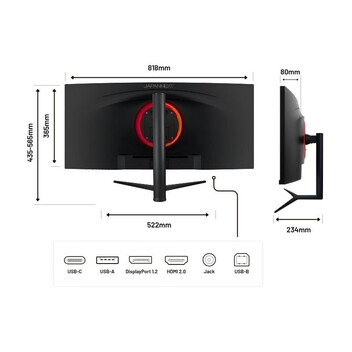 Monitor JAPANNEXT JN-IPSC34UWQHDR-C65W-H 34" LED IPS UltraWide QHD FreeSync Curva USB-C