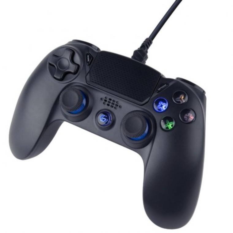 Gembird JPD-PS4U-01 Mando con Vibración y Cable para PC/PS4 Negro