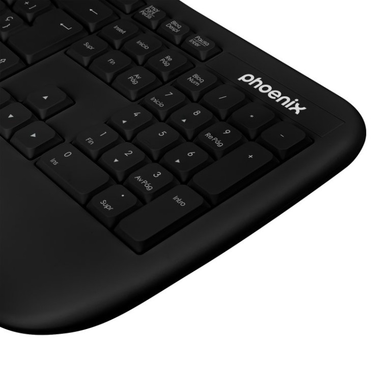 Phoenix K201 Teclado Inalámbrico Ergonómico Negro