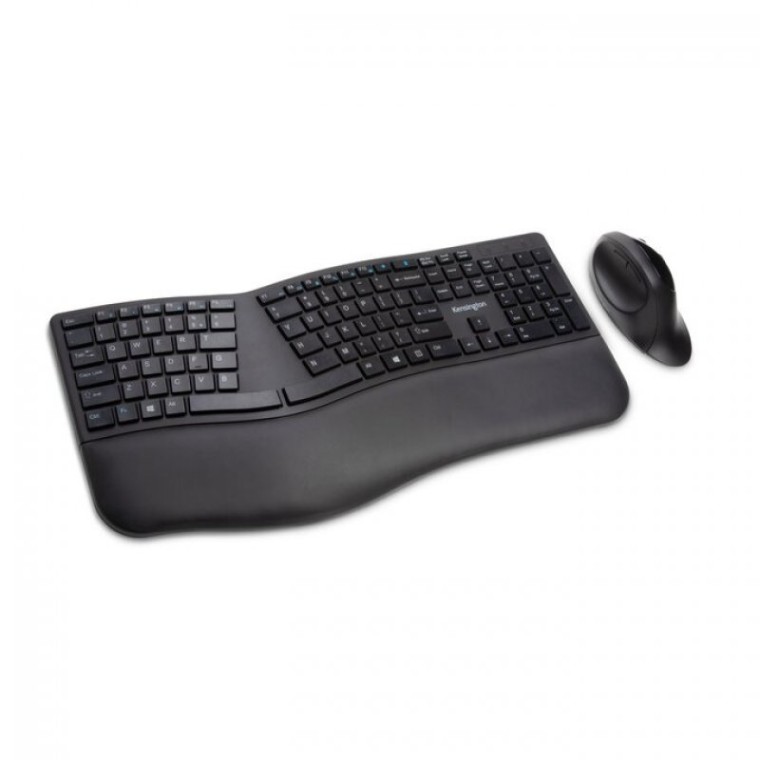 Kensington Pro Fit Ergo Conjunto de Ratón y Teclado Inalámbricos Negro