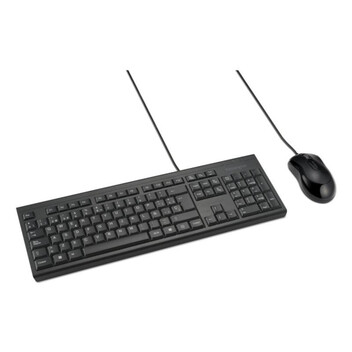 Teclado Kensington KM100 EQ QWERTY Español USB Membrana Resistente a derrames Negro con Ratón inclui