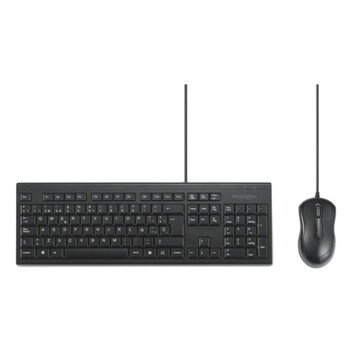 Teclado Kensington KM100 EQ QWERTY Español USB Membrana Resistente a derrames Negro con Ratón inclui