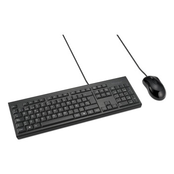 Teclado Kensington KM100 EQ QWERTY Español USB Membrana Resistente a derrames Negro con Ratón inclui