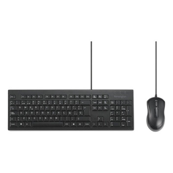 Teclado Kensington KM100 EQ QWERTY Español USB Membrana Resistente a derrames Negro con Ratón inclui