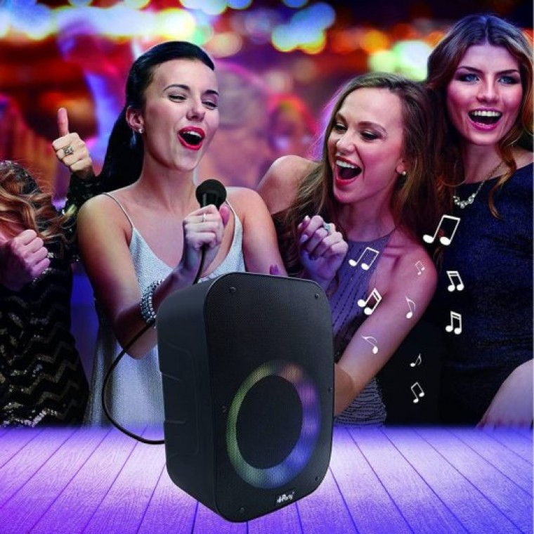 Lexibook iParty Altavoz Portátil Bluetooth con Efectos de Luz y Micrófono Negro