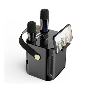 Klack Karaoke Altavoz Subwoofer con Doble Micrófono Bluetooth 100W Cambiador de Voz Negro