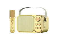 Klack Karaoke Retro Altavoz Subwoofer con Micrófono Bluetooth 10W Dorado Klack Karaoke Retro Altavoz Subwoofer con Micrófono Bluetooth 10W Dorado